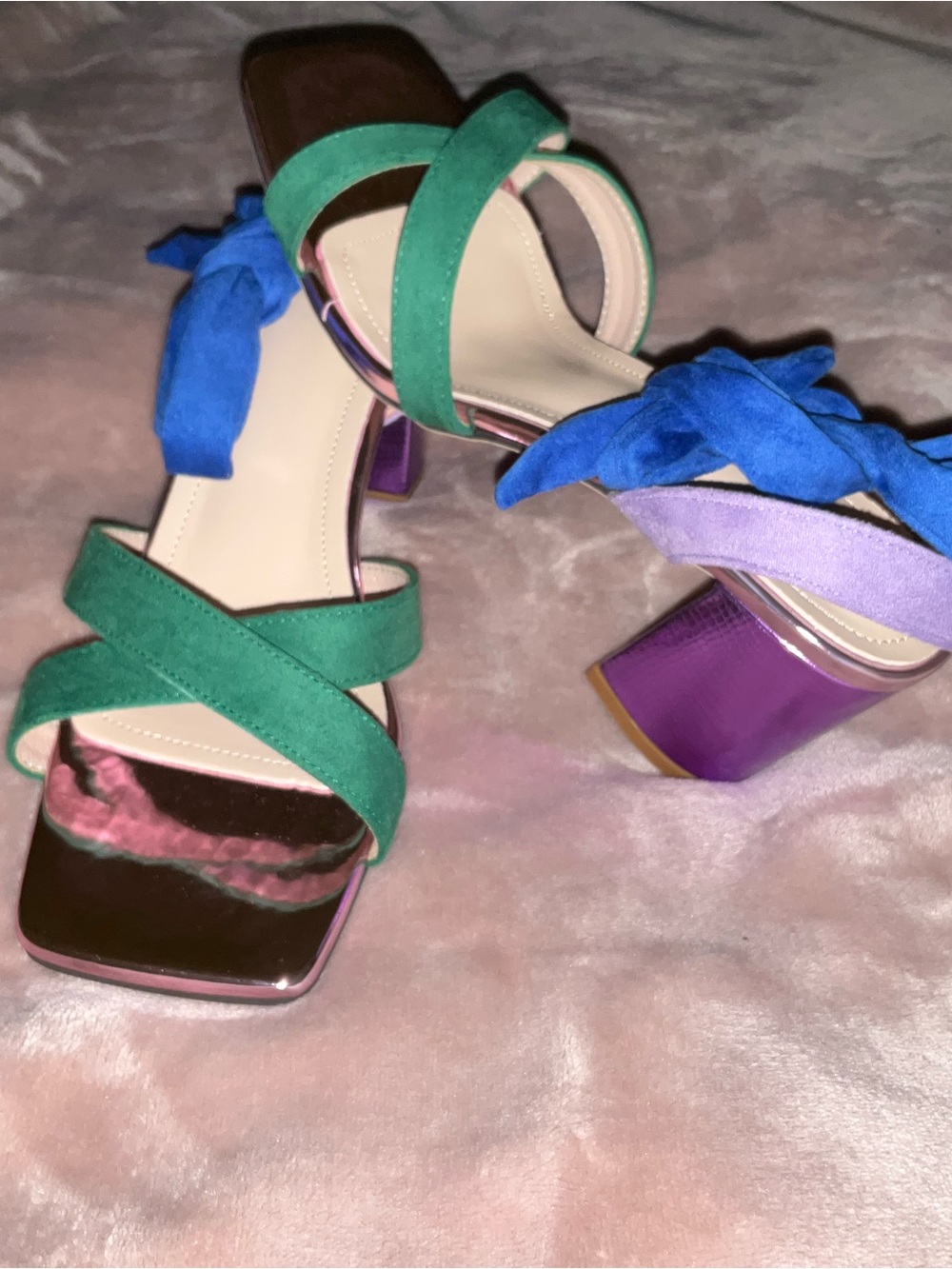 Women’s Multi-Color Strappy Block Heel Sandals